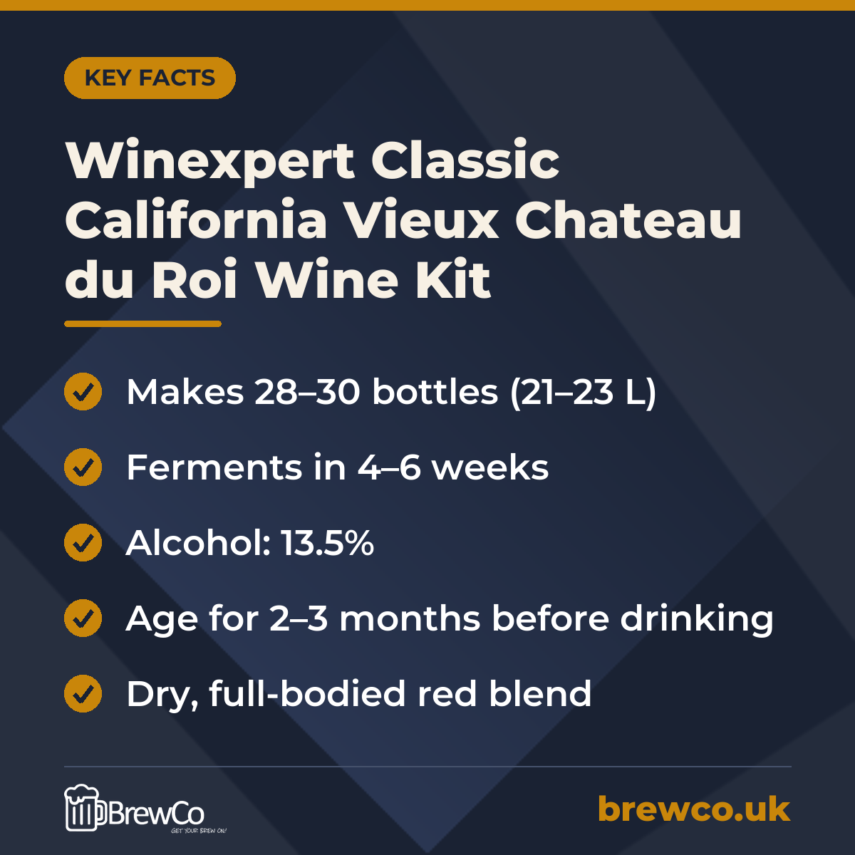 Winexpert Classic California Vieux Chateau du Roi Wine Kit – key facts