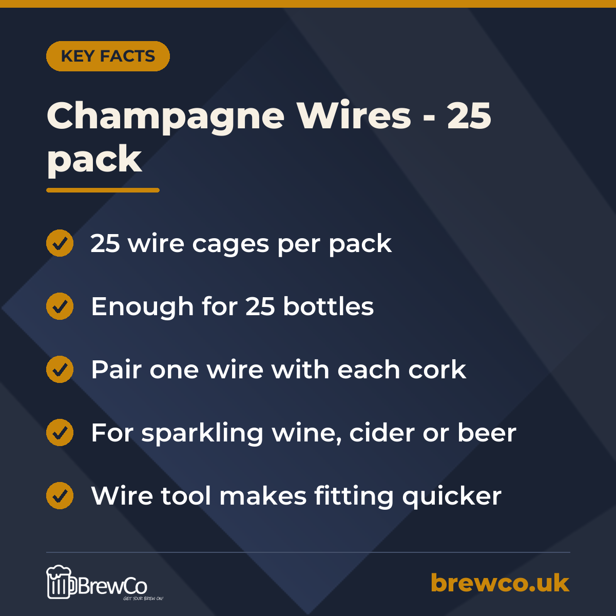 Champagne Wires - 25 pack – key facts