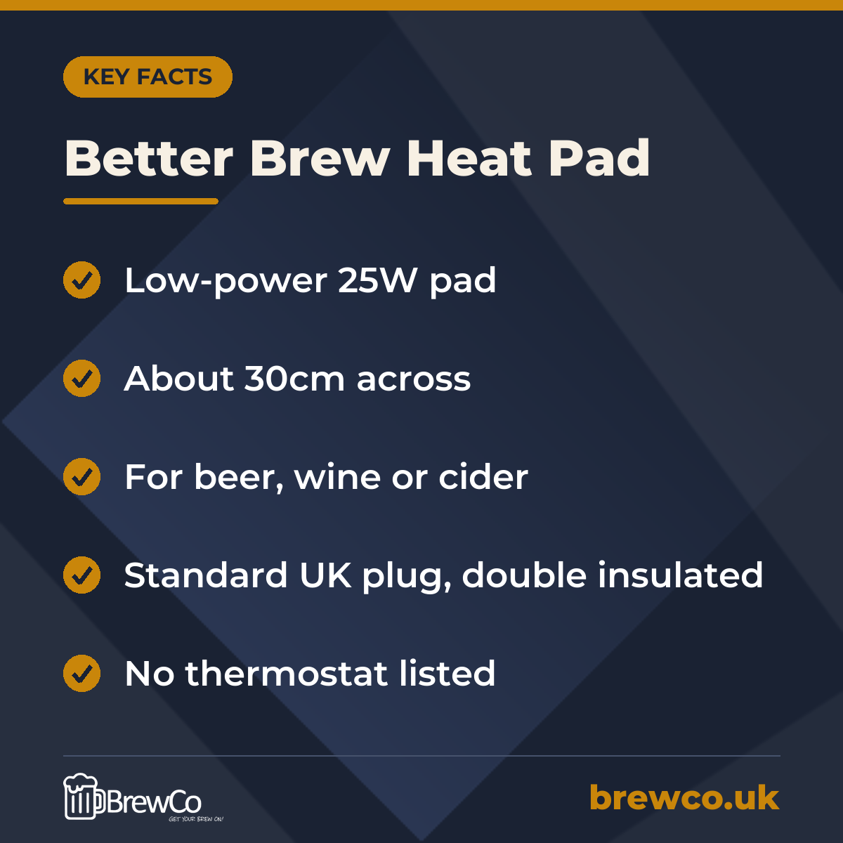 Better Brew Heat Pad – key facts