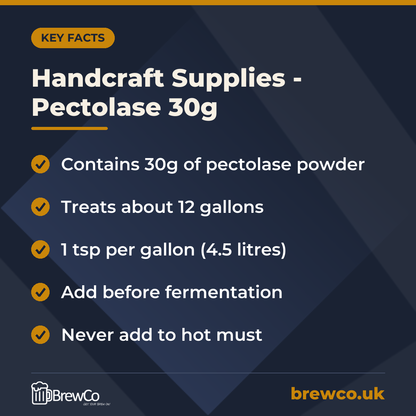 Handcraft Supplies - Pectolase 30g – key facts