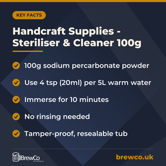 Handcraft Supplies - Steriliser & Cleaner 100g – key facts