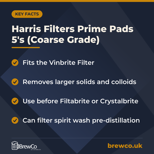 Harris Filters Prime Pads 5's (Coarse Grade) – key facts
