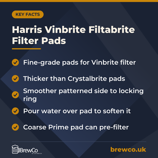 Harris Vinbrite Filtabrite Filter Pads – key facts