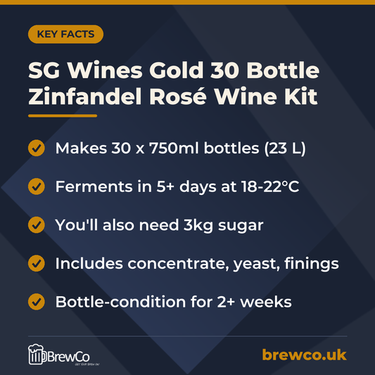 SG Wines Gold 30 Bottle Zinfandel Rosé Wine Kit – key facts