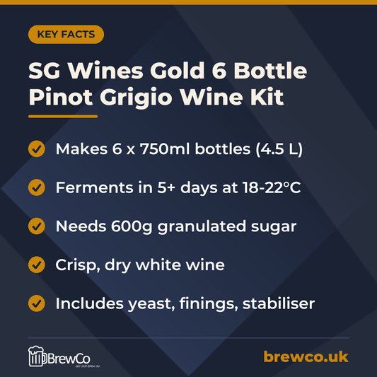 SG Wines Gold 6 Bottle Pinot Grigio Wine Kit – key facts