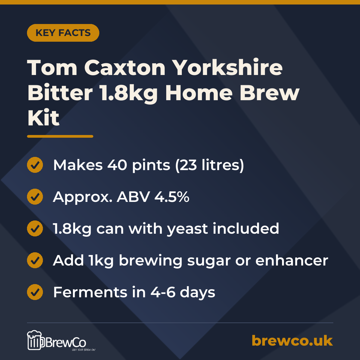 Tom Caxton Yorkshire Bitter 1.8kg Home Brew Kit – key facts