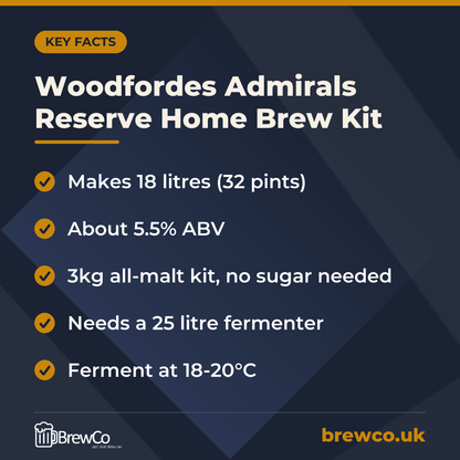 Woodfordes Admirals Reserve Home Brew Kit – key facts