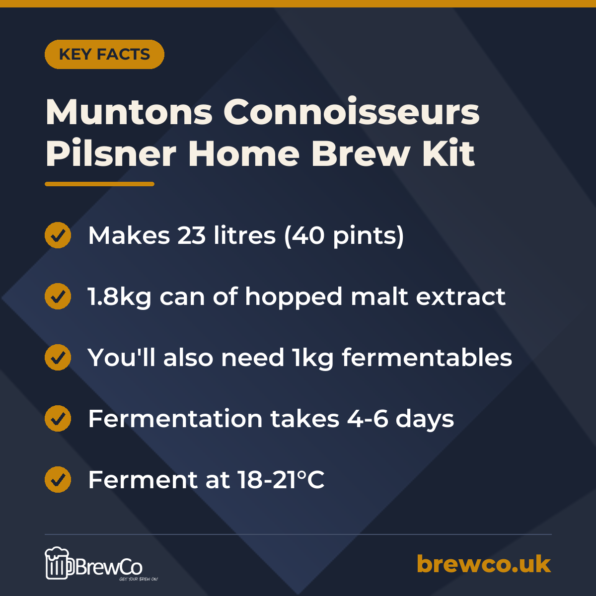 Muntons Connoisseurs Pilsner Home Brew Kit – key facts