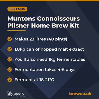 Muntons Connoisseurs Pilsner Home Brew Kit – key facts