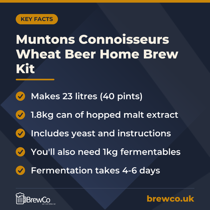 Muntons Connoisseurs Wheat Beer Home Brew Kit – key facts