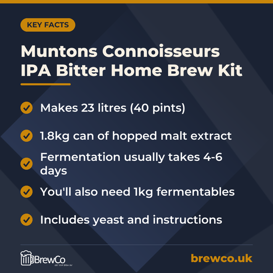 Muntons Connoisseurs IPA Bitter Home Brew Kit – key facts