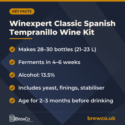 Winexpert Classic Spanish Tempranillo Wine Kit – key facts