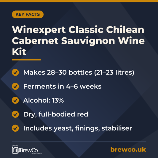 Winexpert Classic Chilean Cabernet Sauvignon Wine Kit – key facts