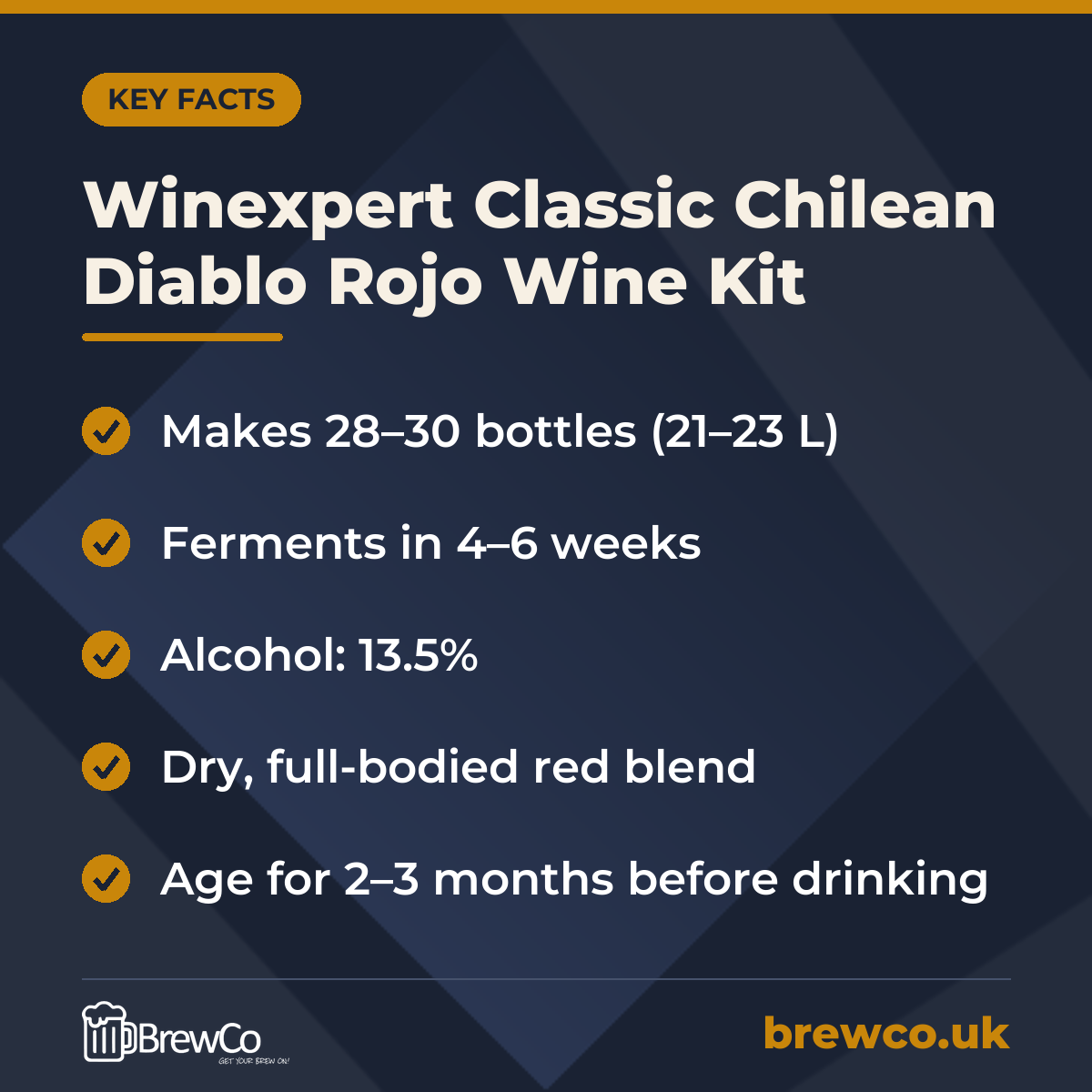 Winexpert Classic Chilean Diablo Rojo Wine Kit – key facts