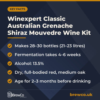 Winexpert Classic Australian Grenache Shiraz Mouvedre Wine Kit – key facts