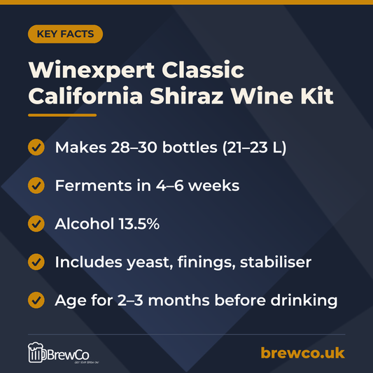Winexpert Classic California Shiraz Wine Kit – key facts
