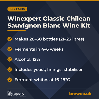 Winexpert Classic Chilean Sauvignon Blanc Wine Kit – key facts