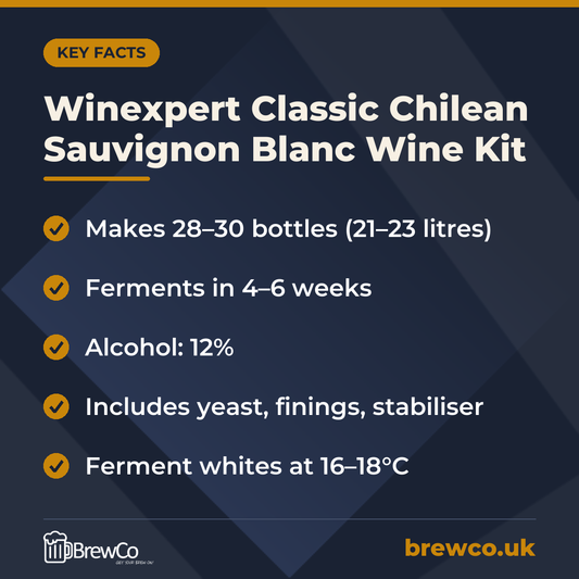 Winexpert Classic Chilean Sauvignon Blanc Wine Kit – key facts