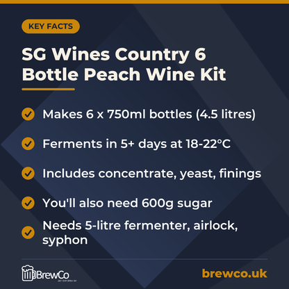SG Wines Country 6 Bottle Peach Wine Kit – key facts