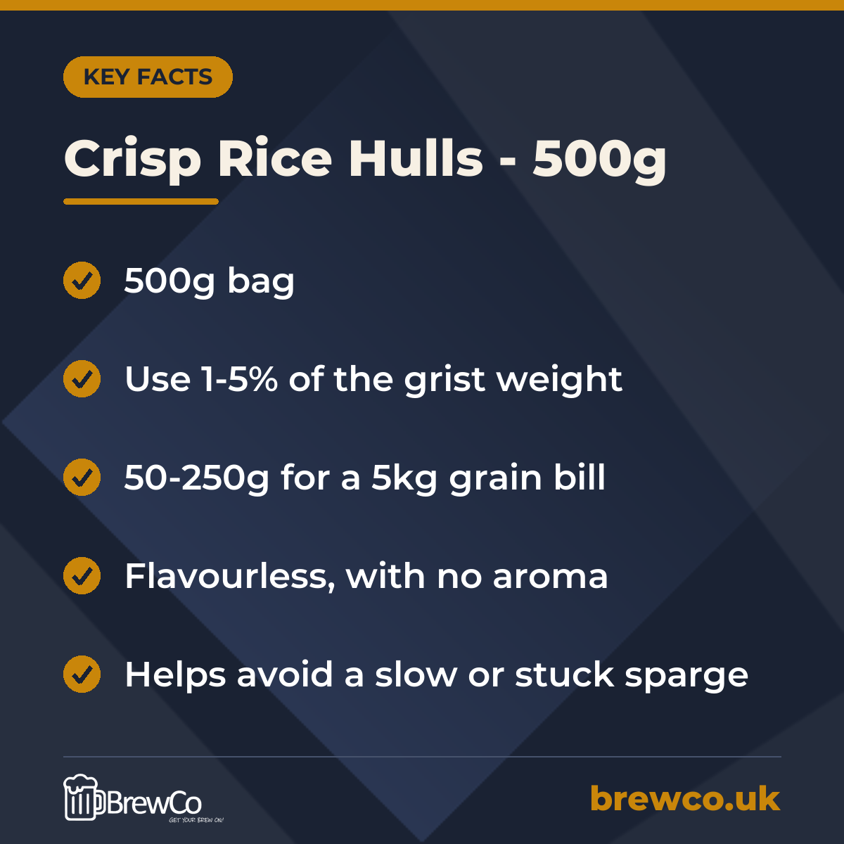 Crisp Rice Hulls - 500g – key facts