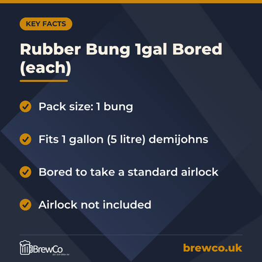 Rubber Bung 1gal Bored (each) – key facts