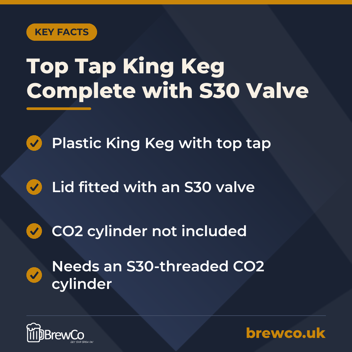 Top Tap King Keg Complete with S30 Valve – key facts