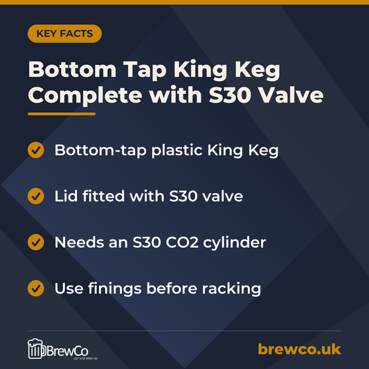Bottom Tap King Keg Complete with S30 Valve – key facts