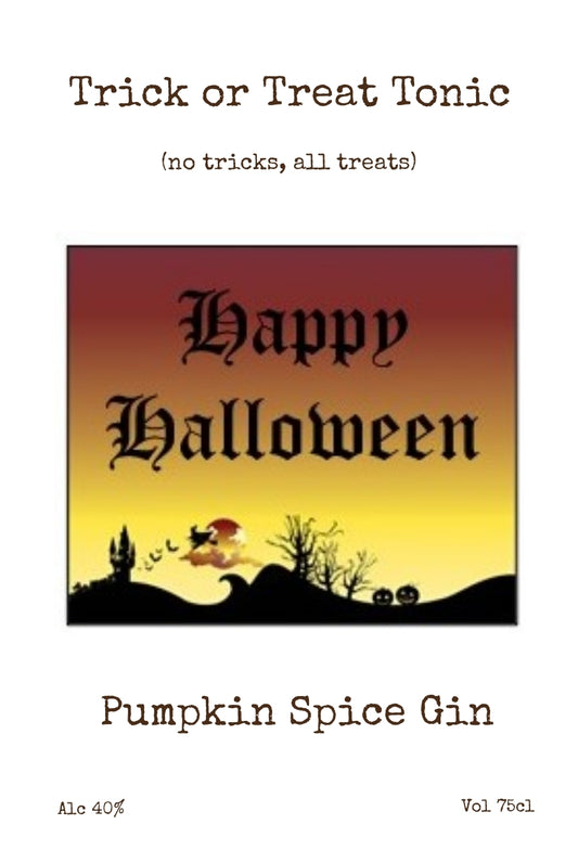 Trick or Treat Tonic personalised Halloween bottle label example
