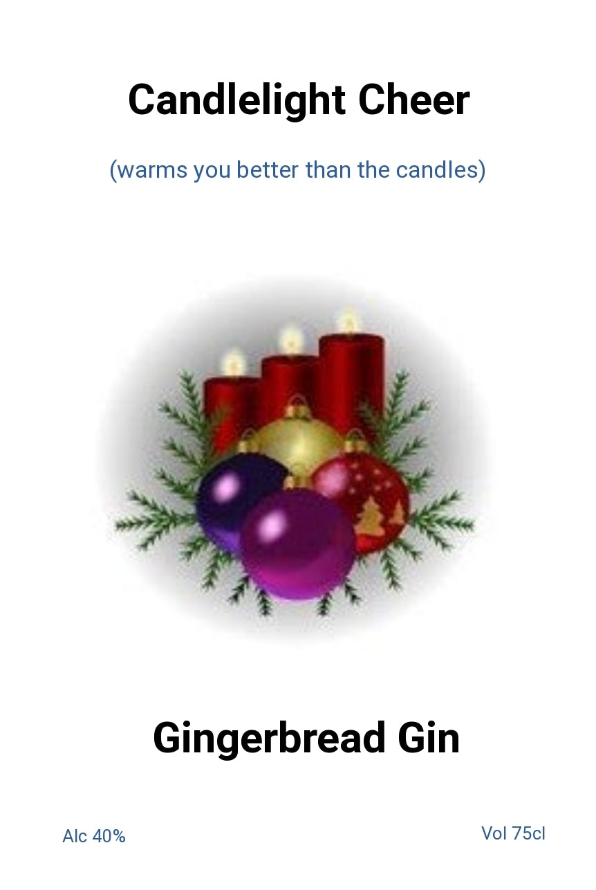 Candlelight personalised Christmas bottle label - finished example