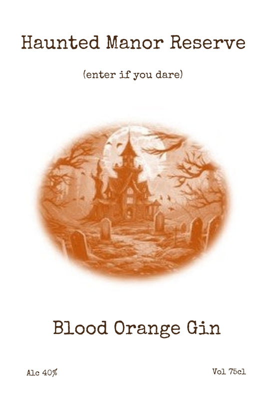 Haunted Manor Reserve personalised Halloween bottle label example