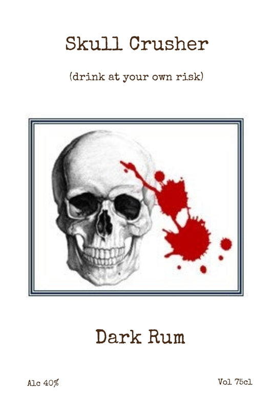 Skull Crusher personalised Halloween bottle label example