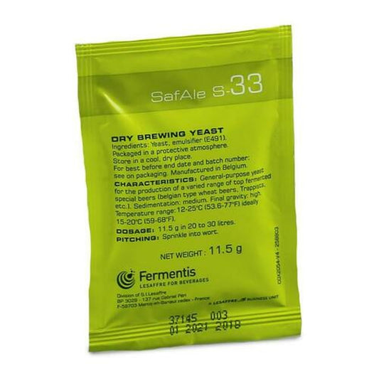 Fermentis SafAle™ S-33 Dried Ale Yeast 11.5g – main product photo