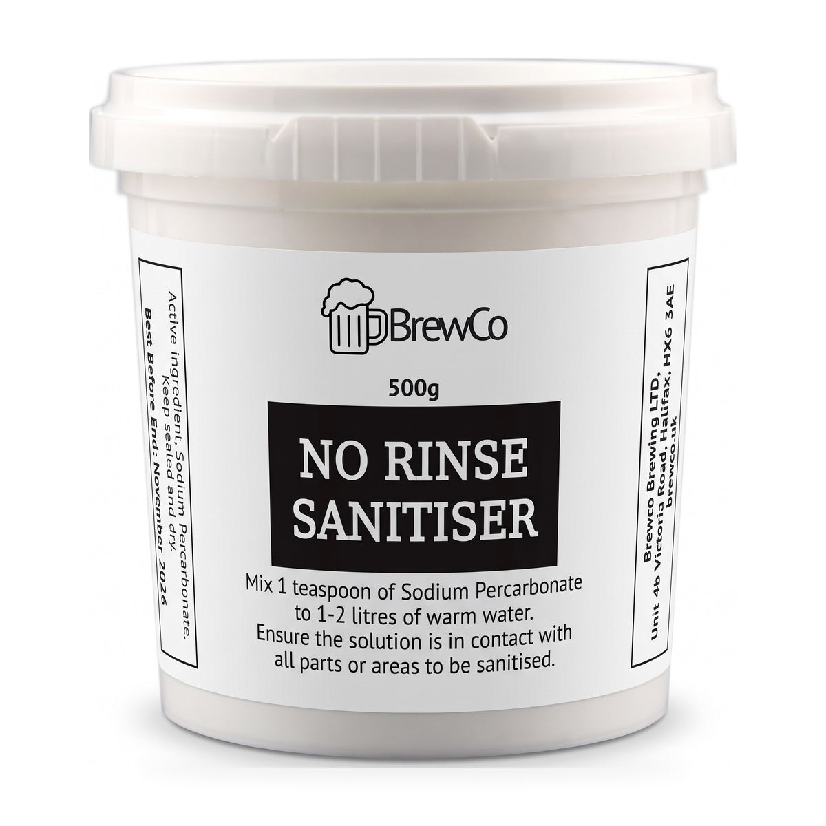 Brewco No Rinse Sanitiser 500g tub - included in the SG Wines Gold 30 Bottle Wine Making Starter Kit