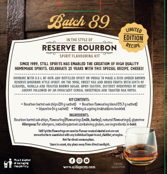 Batch 89 Reserve Bourbon Spirit Flavouring Kit