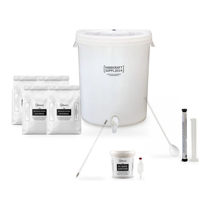 What's in the box: SG Wines Gold 30 Bottle Wine Making Starter Kit equipment with brewing sugar