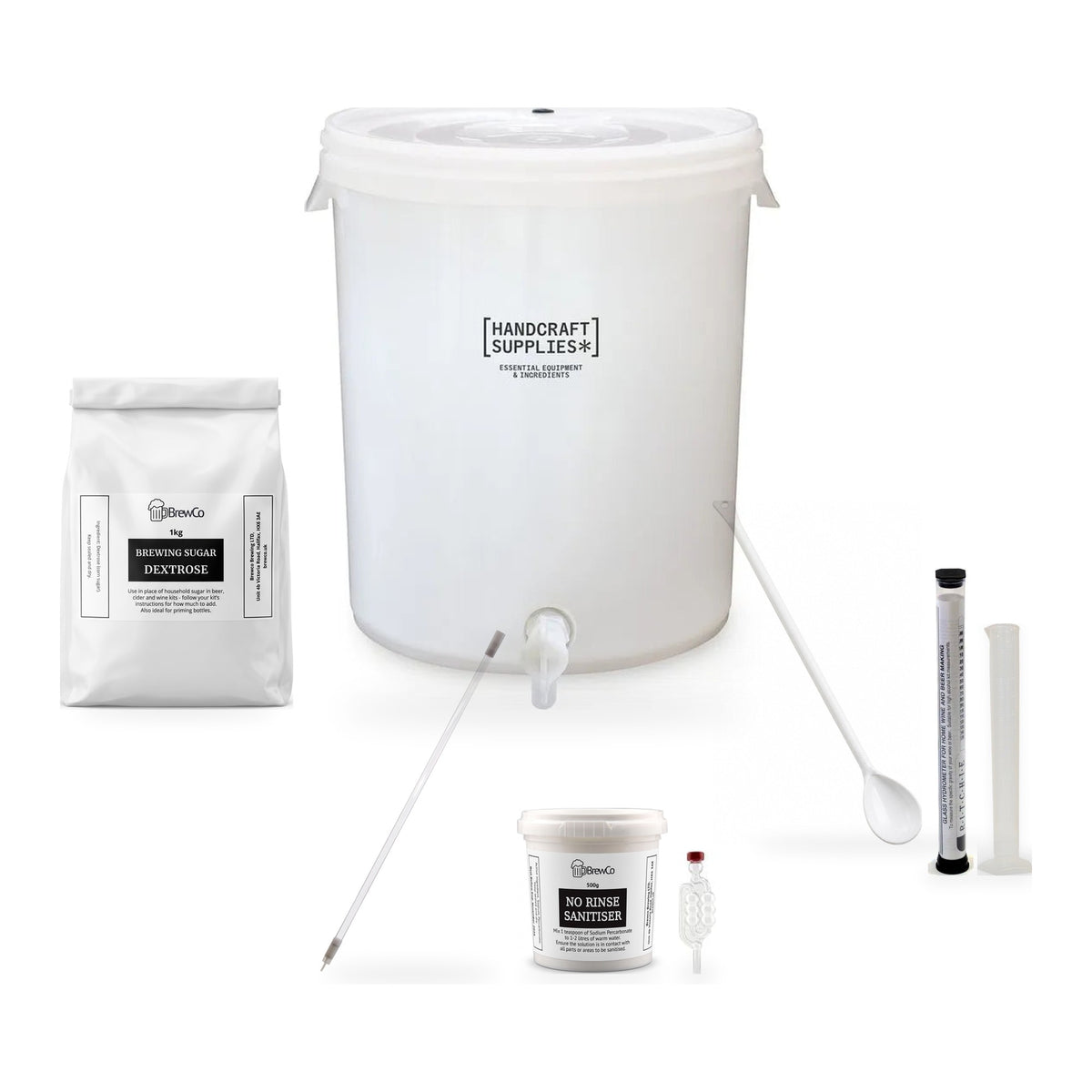 What's in the box: Muntons Connoisseurs Beer Making Starter Kit equipment
