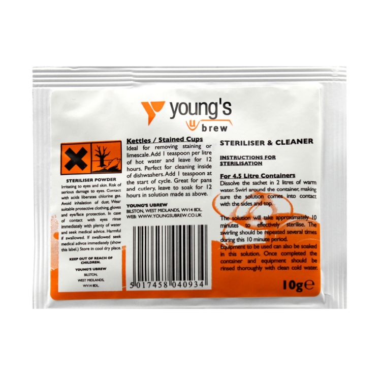 Young's Cleaner/Steriliser 10 grm Sachet