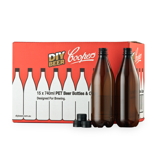 Coopers PET Beer Bottles and Caps (500ml or 740ml)