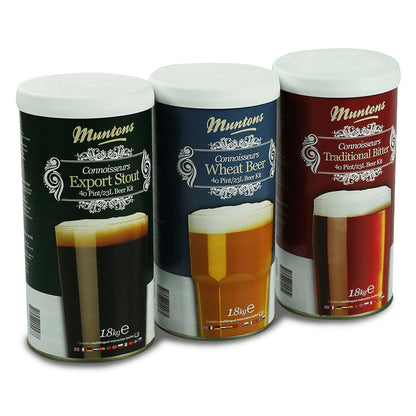 Muntons Connoisseurs home brew kit range - 1.8kg premium beer kits UK